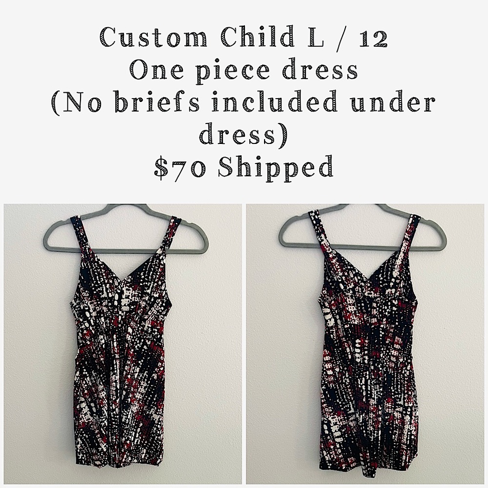 Custom L - 12 Child Dance Costume, Red Multi, Lyrical/Contemporary/Modern